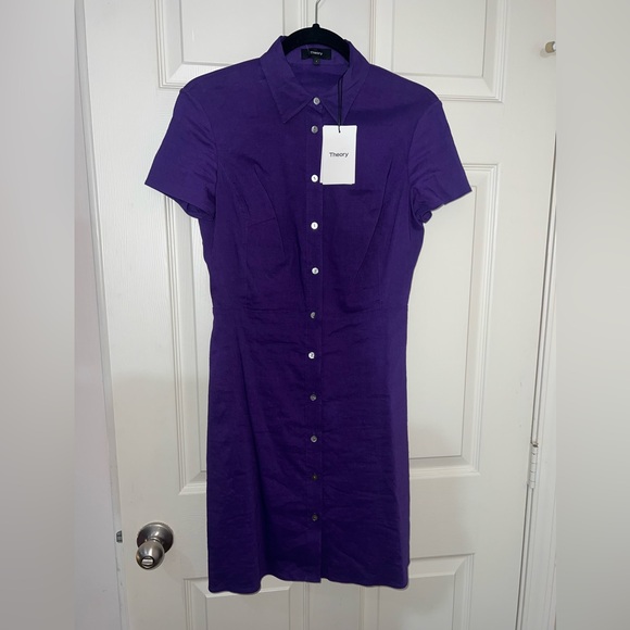NWT Theory Dress Amethyst Purple Linen - Picture 8 of 10